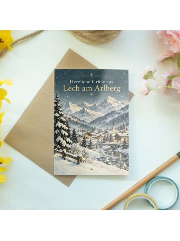 Grußkarte Berglandschaft elegant Design mit Spruch in Weiß