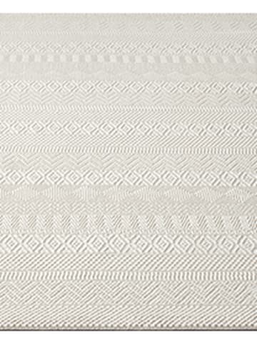 KADIMA DESIGN KASOS Teppich Kurzflor Creme 80x150 Streifen Polyester Waschbar in Creme