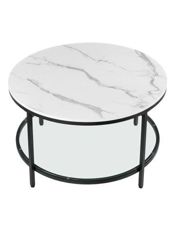 VASAGLE Couchtisch Baris in Weiß-Schwarz - (B)80 x (H)45 x (T)80 cm