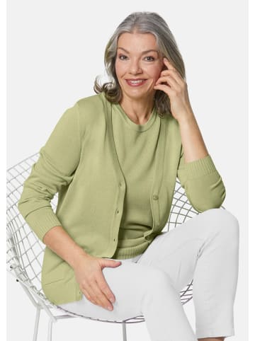 GOLDNER Kurzgröße:  Klassisches Stricktwinset in birke