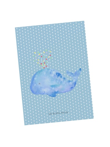 Mr. & Mrs. Panda Postkarte Wal Konfetti ohne Spruch in Blau Pastell