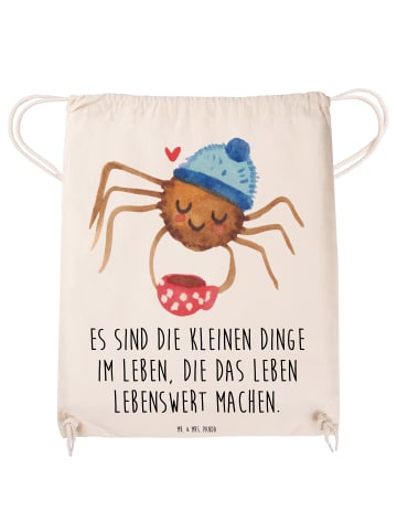Mr. & Mrs. Panda Turnbeutel Spinne Agathe Kaffee mit Spruch in Creme