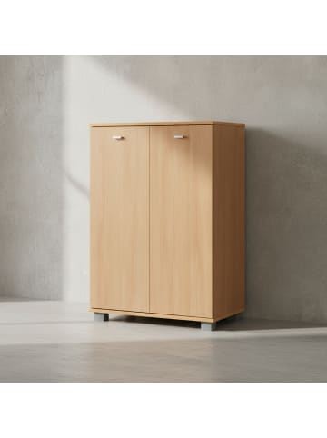 KADIMA DESIGN Design Schuhschrank NIMES modern Holz Buche 12 Paar Schuhe 4 Fächer 2 in Braun