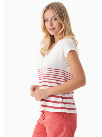 Organication T-Shirt "WOR17582" in Cremeweiß/Leuchtrot