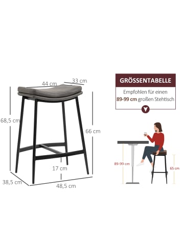 HOMCOM Barhocker-48,5L x 38,5B x 68,5H cm-Grau