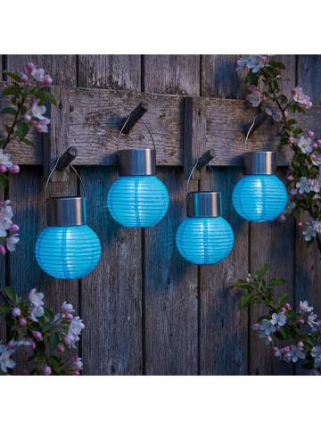 MARELIDA 4x LED Solar Mini Lampion Gartenlampion D: 7cm in blau