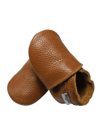 Mejale Baby Leder Krabbelschuhe, rutschfeste und weiche Sohle - Braun
