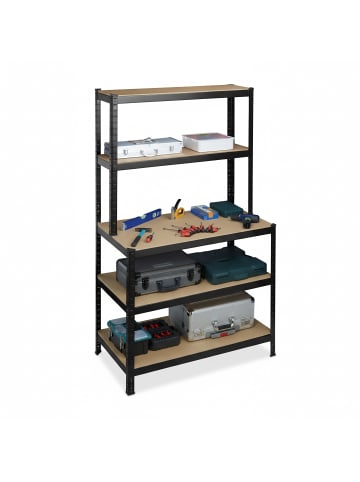relaxdays Schwerlastregal in Schwarz - (B)100 x (H)180 x (T)60 cm