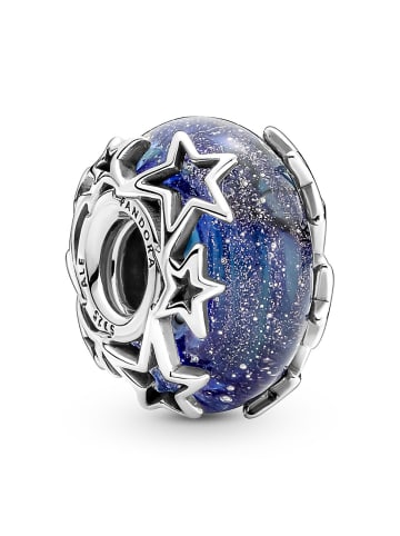 Pandora Silber Charm Murano Galaxienblau und Sterne