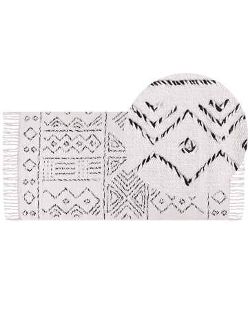 Beliani Kurzflor ALKENT in Weiß/Schwarz - (W) 80 x (H) 80 x (L) 150 cm