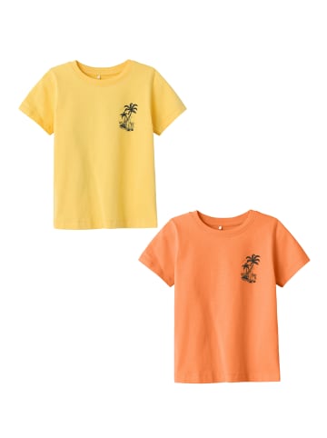 name it T-Shirt 2er-Set kurzarm normal geschnitten Rundhals in Neongelb