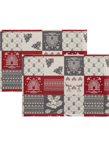 Erwin Müller Jacquard, Baumwollmischung, Gewebt Tischset 2er-Pack in rot