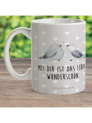 Mr. & Mrs. Panda Kinderpott Turteltauben Liebe mit Spruch in Grau Pastell