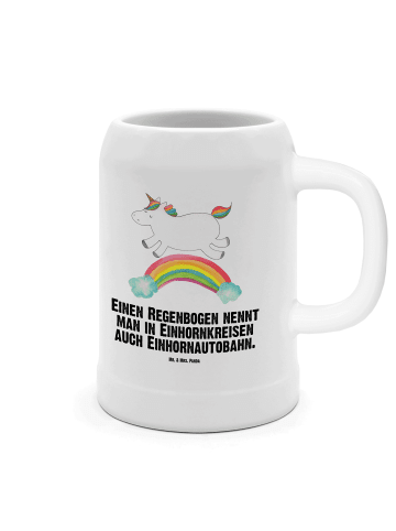 Mr. & Mrs. Panda Krug Einhorn Regenbogen mit Spruch in Weiß