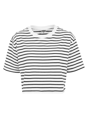 Urban Classics Urban Classics Damen Ladies Short Striped Oversized Tee in wht/blk
