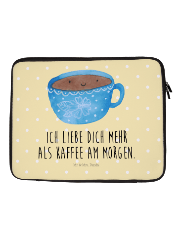 Mr. & Mrs. Panda Notebook Tasche Kaffee Tasse mit Spruch in Gelb Pastell