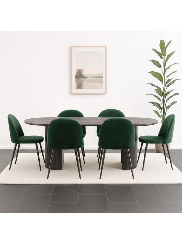 ebuy24 Essgruppe Kyoto 7-teilig Dunkelbraun 210 x 100 cm