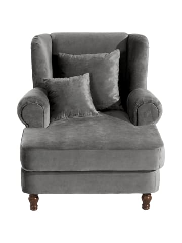 58 aufm Kessel XXL Sessel inkl. Kissen Karley Samtvelours grau