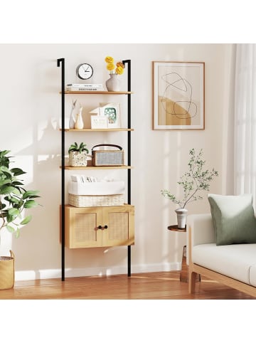 COSTWAY 5-stöckiges Leiterregal Bücherregal in Hellbraun