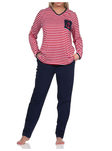 NORMANN Schlafanzug Streifen und Anker - 72516 in rot