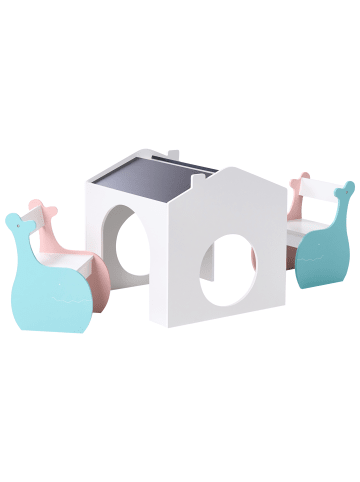 Beliani 3-tlg Kindertisch mit Stühlen WOOLI in Bunt