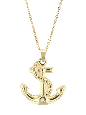 Adeliás Damen Anhänger aus Edelstahl mit Strass Steinchen in gold