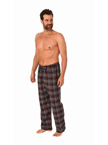 NORMANN Flanell Schlafanzug Pyjama Hose lang kariert Baumwolle - 70781 in dunkelgrau