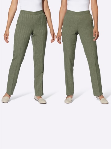 WITT WEIDEN Schlupfhose in khaki-meliert + khaki-gestreift