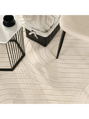 KADIMA DESIGN Teppich Kurzflor waschbar Struktur Wohnzimmer in Creme