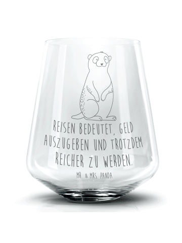 Mr. & Mrs. Panda Blümchentailglas Erdmännchen mit Spruch in Transparent