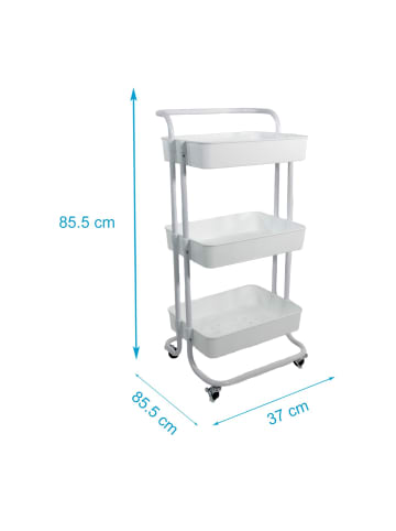 Intirilife Rollwagen mit 3 Ebenen in Weiß