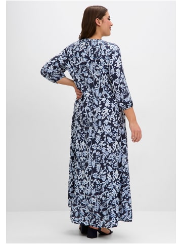 sheego Maxikleid in tiefblau gemustert