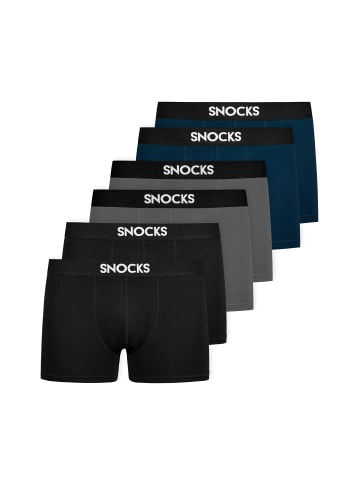 Boxershorts aus Bio-Baumwolle Mix (Schwarz/Grau/Blau) 6 Stück