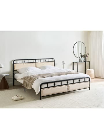Beliani Doppelbett BREUILLET in Schwarz/Beige - (W) 185 x (H) 95 x (L) 207 cm