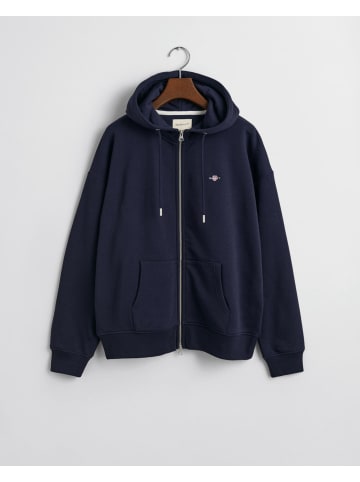 Gant Relaxed Fit Sweatjacke mit Kapuze in Evening Blue