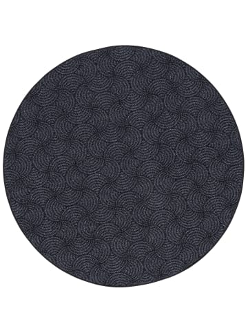 Snapstyle Feinschlinge Designer Teppich Rund Circle in Schwarz Grau