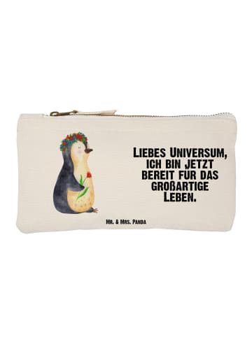 Mr. & Mrs. Panda kosmetiktäschchen Pinguin Blumen mit Spruch in Weiß