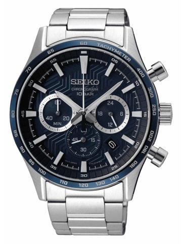 Seiko Herrenuhr Chronograph Stahl/Blau