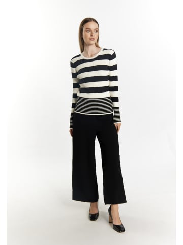 DreiMaster Damen Strickpullover in Wollweiss Schwarz