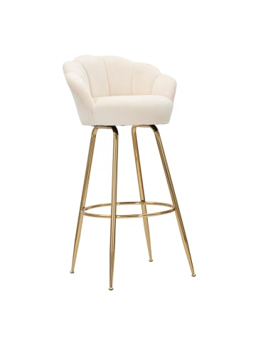 Mauro Ferretti Goldfarbener Barhocker aus Metall mit beigefarbenem Stoffsitz, 55 x 53 x 110 cm