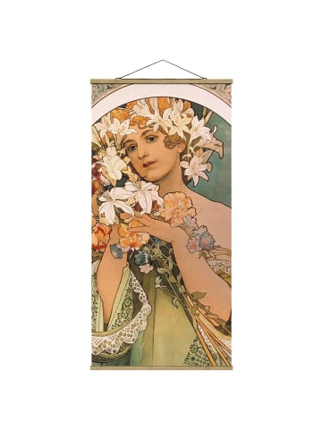 WALLART Stoffbild mit Posterleisten - Alfons Mucha - Blume in Pastell