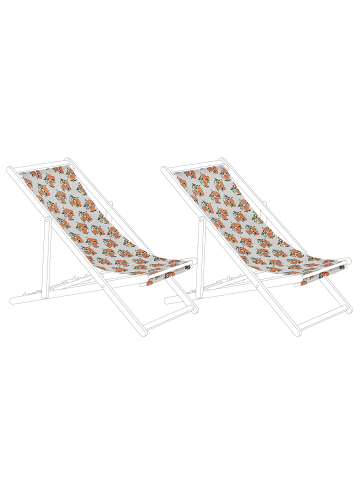 Beliani 2er-Set Stoffbezug ANZIO/AVELLINO in Orange/Grün/Weiß