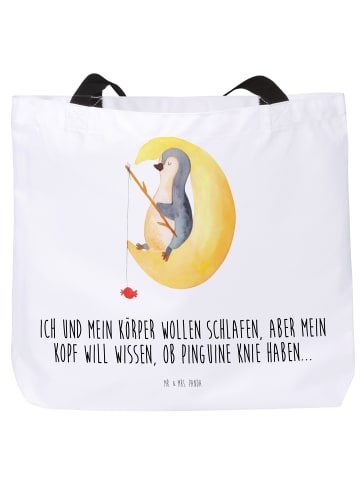 Mr. & Mrs. Panda Tote Bag Pinguin Mond mit Spruch in Weiß
