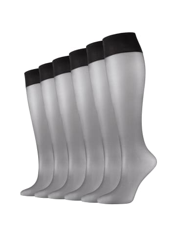 camano Kniestrümpfe 6er Pack fine 3D premium 20 Denier in Schwarz