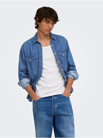 ONLY & SONS Hemd in Medium Blue Denim 1