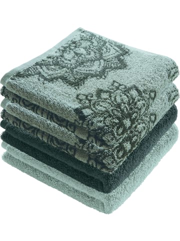 Erwin Müller Frottier, Jacquard Handtuch 4er-Pack Bühl in jade/oliv