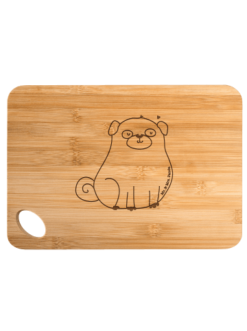 Mr. & Mrs. Panda Frühstücksbrettchen Mops ohne Spruch in Braun