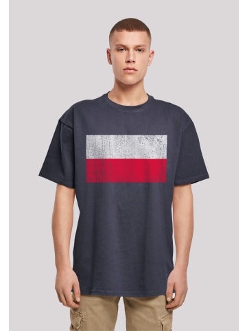 F4NT4STIC Heavy Oversize T-Shirt Poland Polen Flagge distressed in marineblau