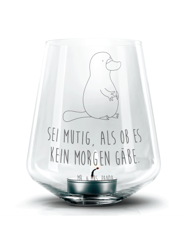 Mr. & Mrs. Panda Laterne Schnabeltier Mut mit Spruch in Transparent
