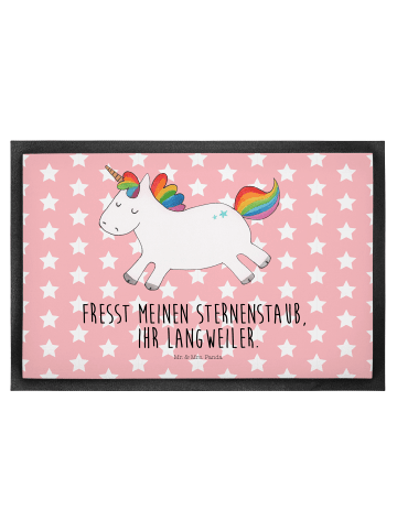 Mr. & Mrs. Panda Schmutzfangmatte Einhorn Happy mit Spruch in Rot Pastell